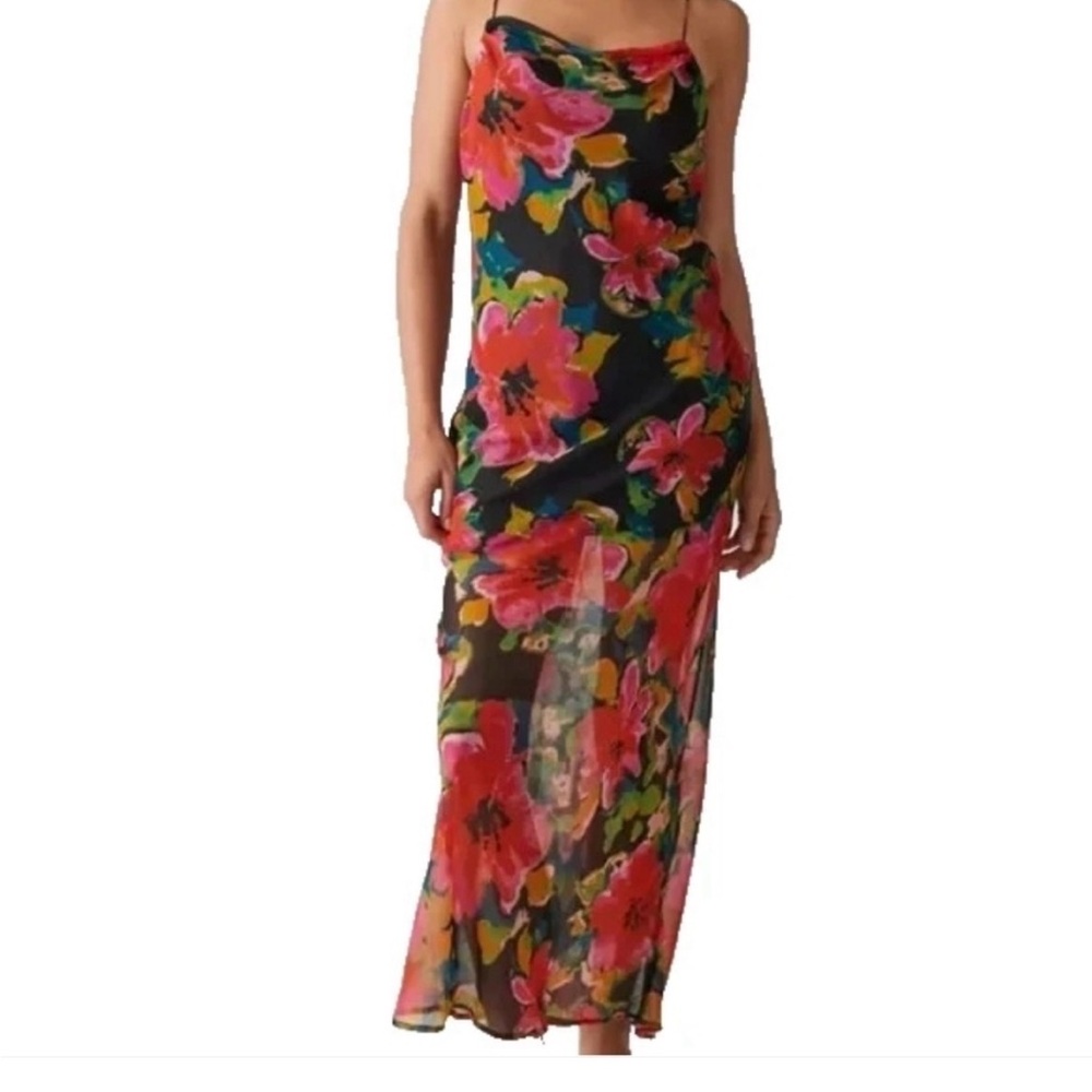 Urban Outfitters Strapless Floral Dress - Black and Pink